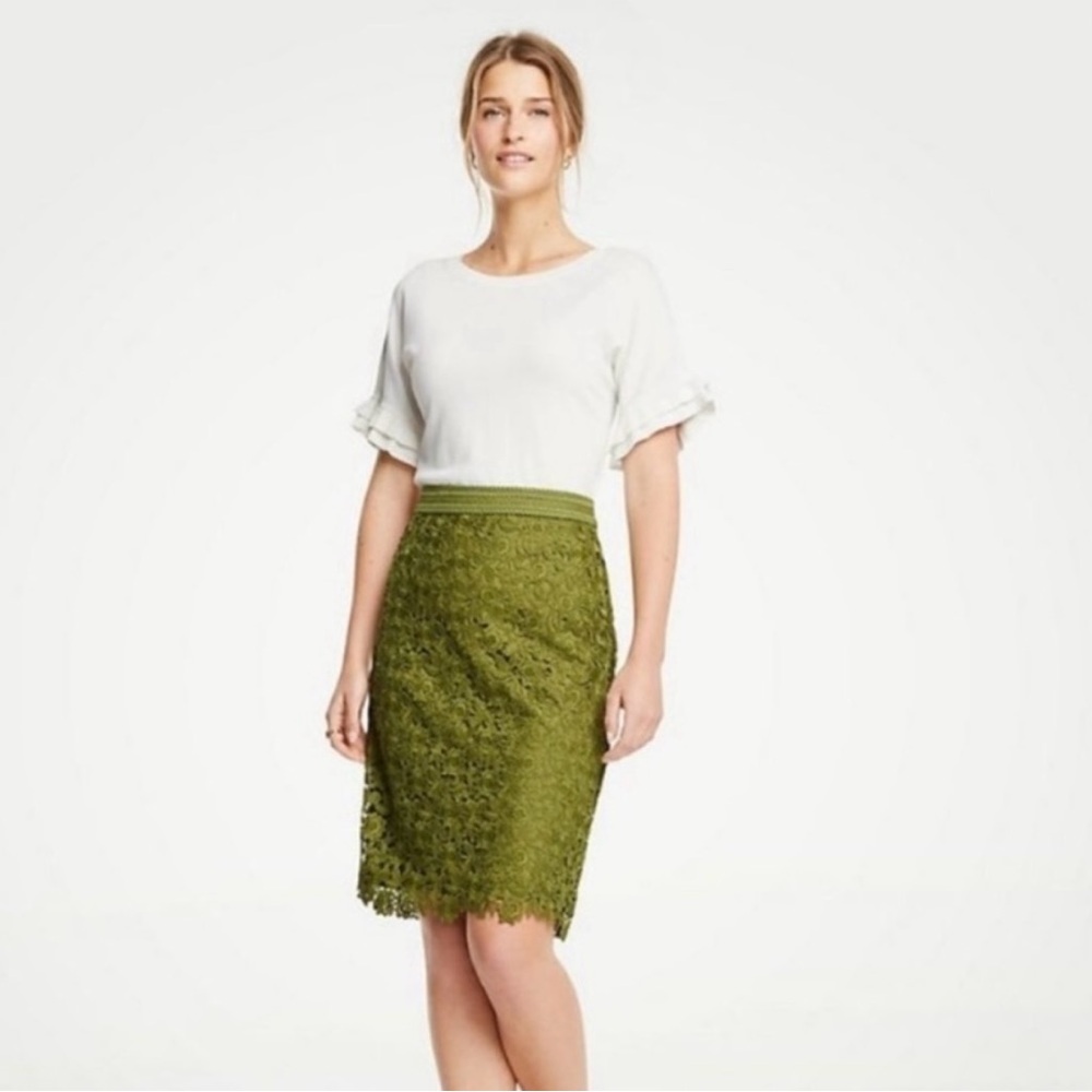 Green Embellished Knee-Length Pencil Skirt